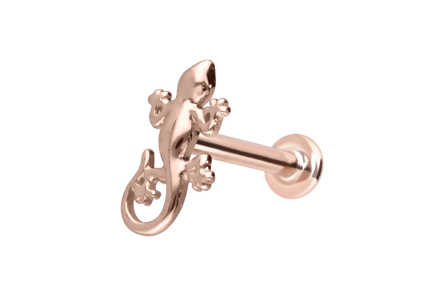 14 Karat Gold Labret Piercing mit Push Fit GECKO